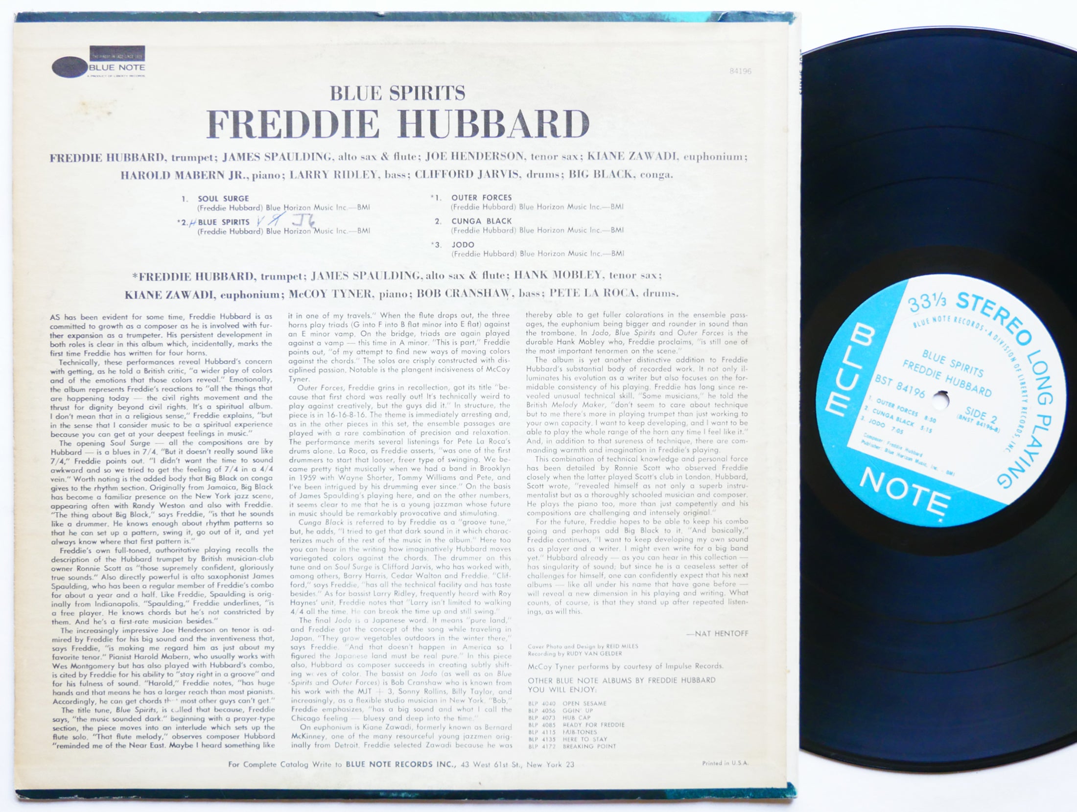 FREDDIE HUBBARD Blue Spirits LP BLUE NOTE 84196 US '67 Hank Mobley Pete La Roca