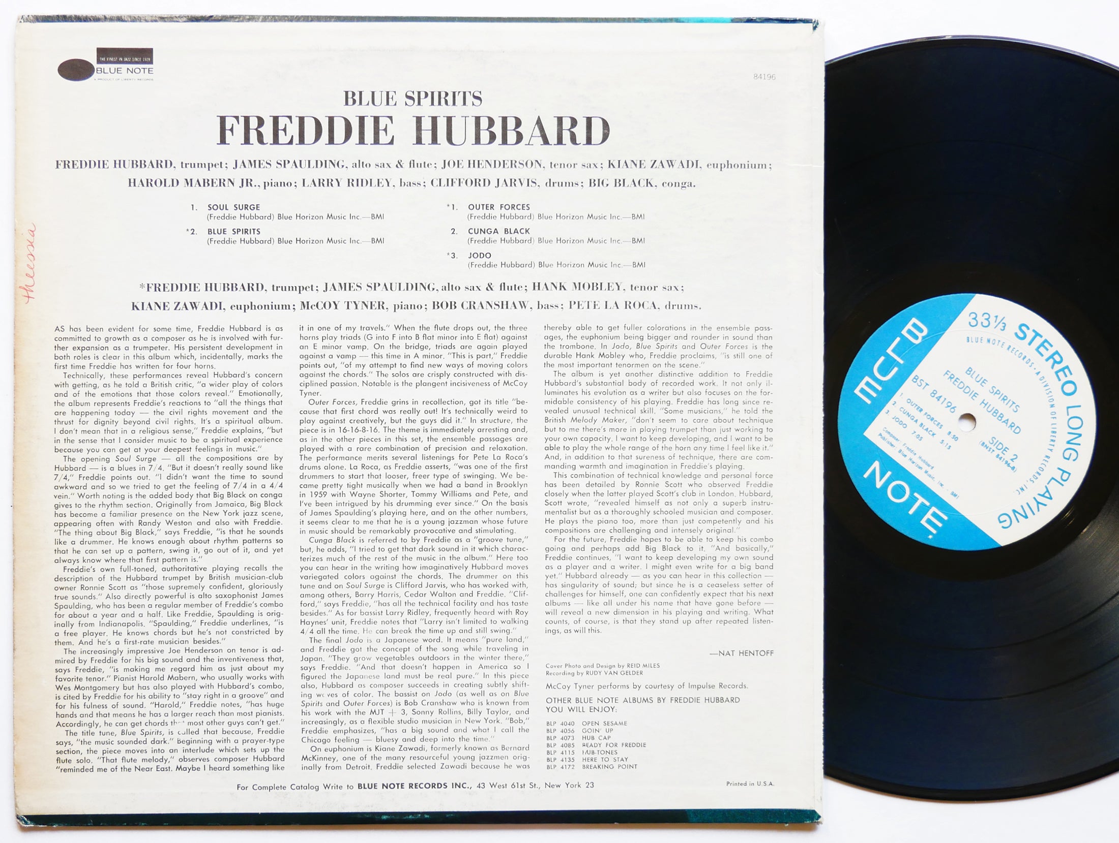 FREDDIE HUBBARD Blue Spirits LP BLUE NOTE 84196 US '67 Hank Mobley Pete La Roca