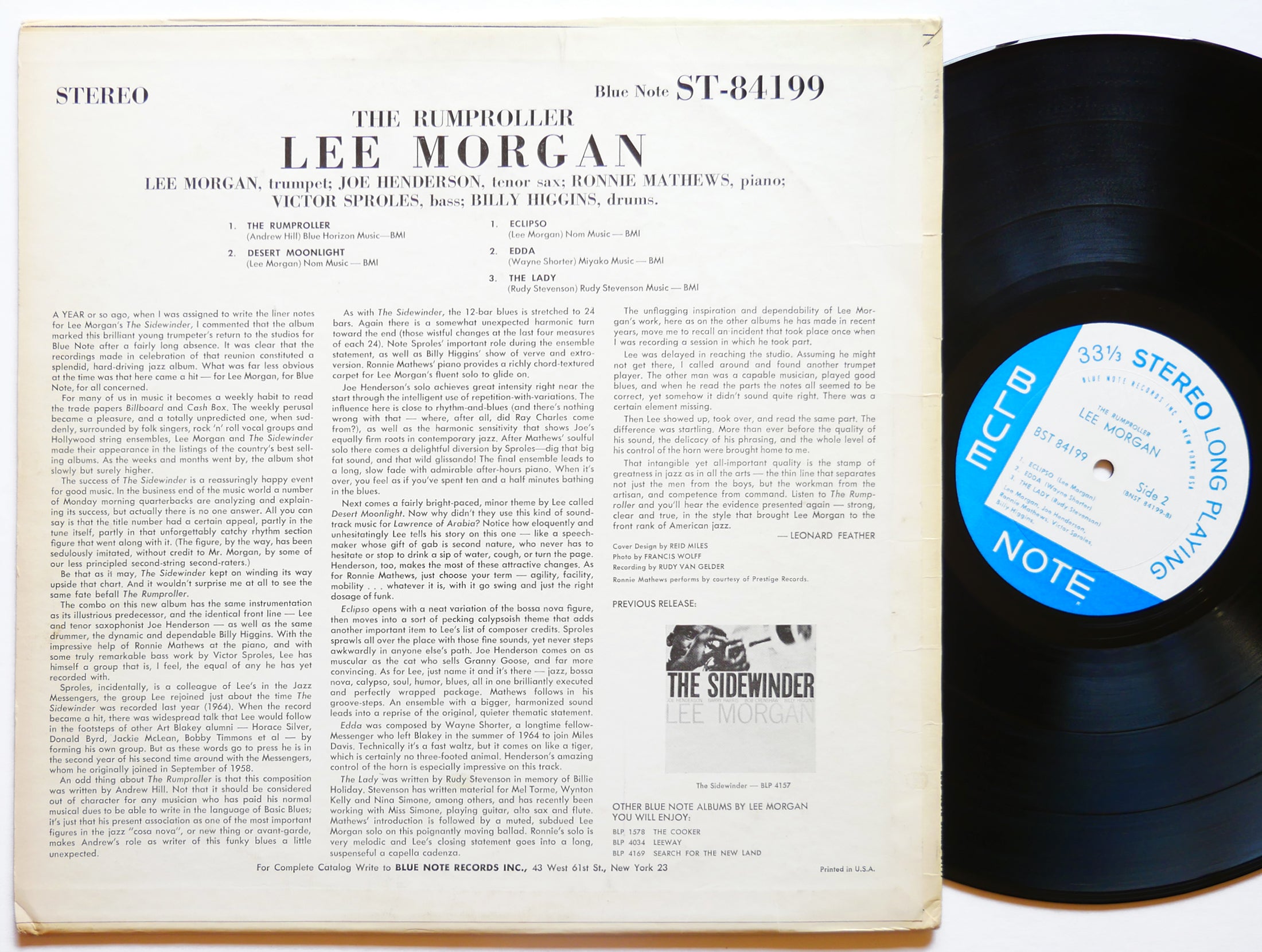LEE MORGAN The Rumproller LP BLUE NOTE 84199 US 1965 NY EAR Joe Henderson VG+