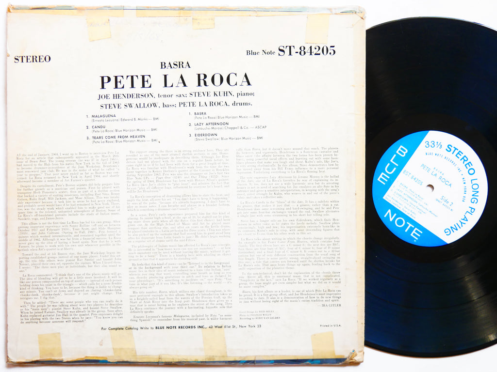 PETE LA ROCA Basra LP BLUE NOTE BST 84205 US 1965 RVG NY EAR Joe Henderson