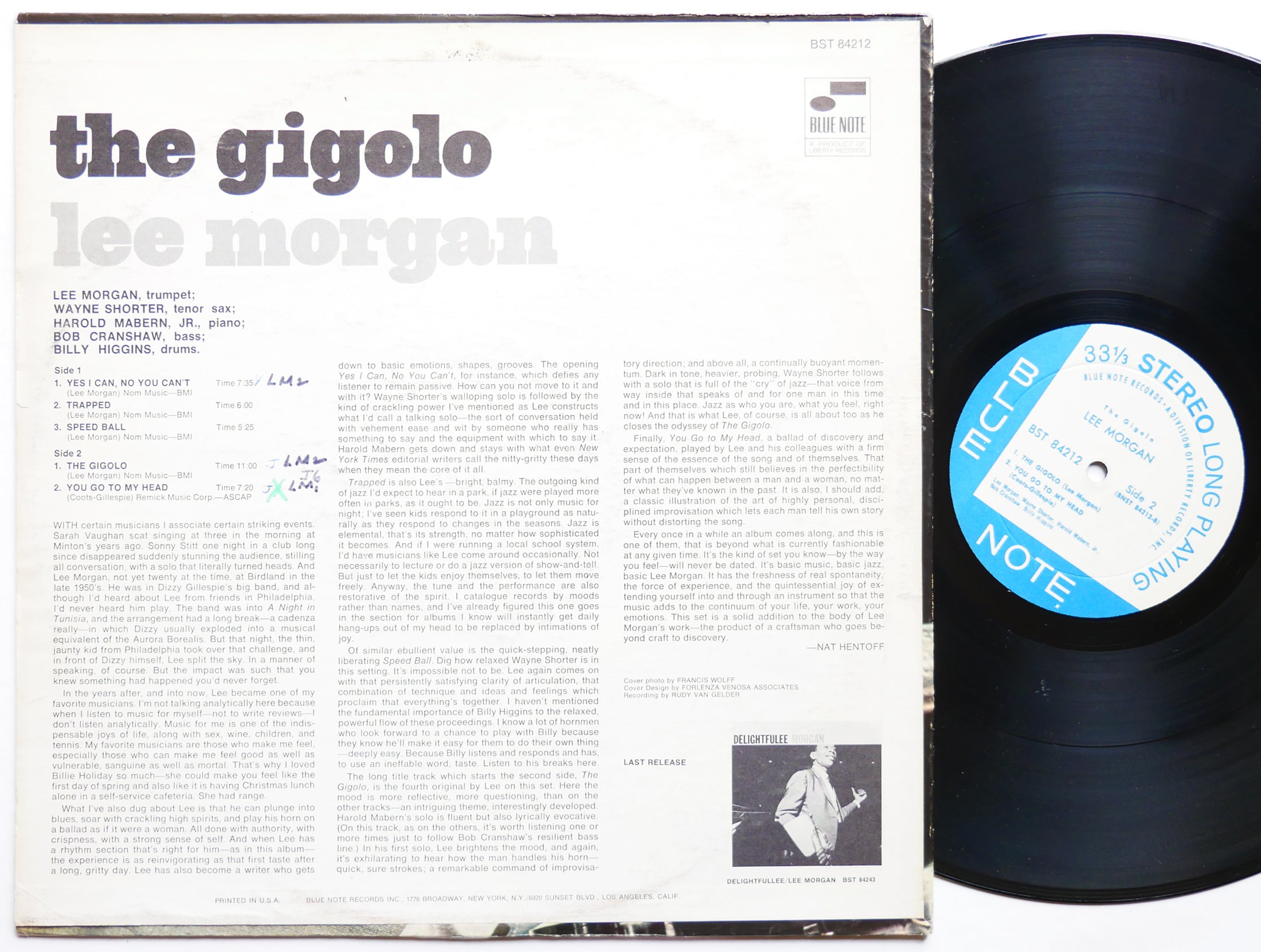 LEE MORGAN The Gigolo LP BLUE NOTE BST 84212 Orig US 1968 LIBERTY