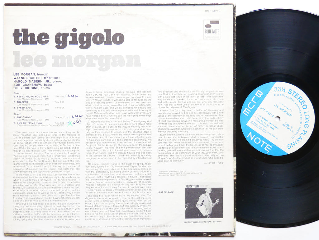 LEE MORGAN The Gigolo LP BLUE NOTE BST 84212 Orig US 1968 LIBERTY Wayne Shorter