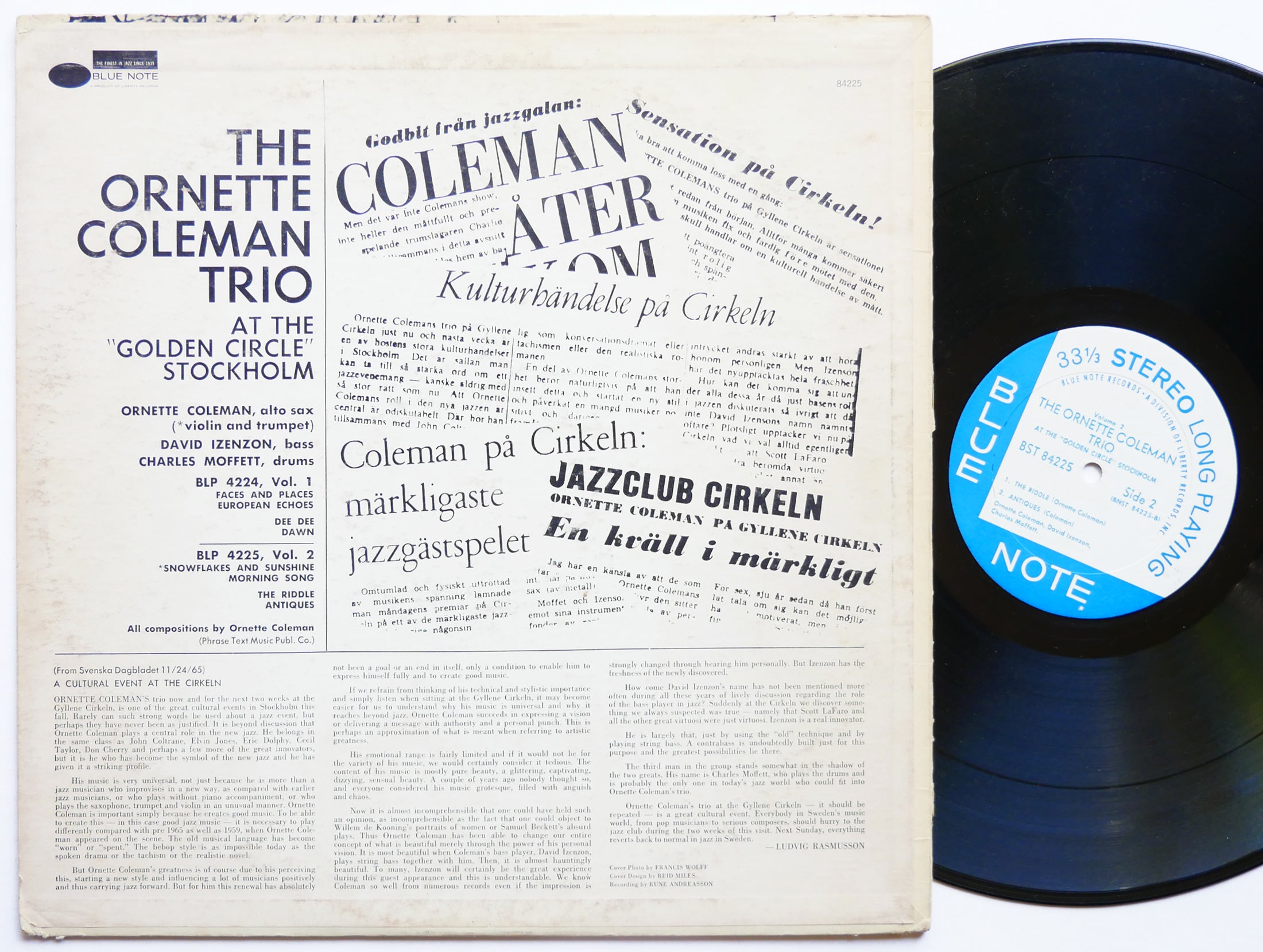 ORNETTE COLEMAN TRIO At The Golden Circle Stockholm 2 LP BLUE NOTE 84225 US 1966