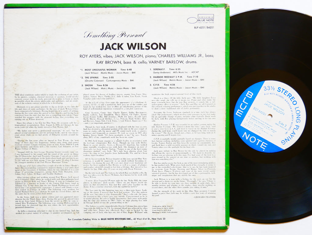 JACK WILSON Something Personal LP BLUE NOTE BST 84251 US 1967 RVG Roy Ayers