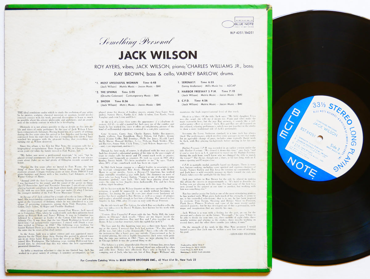 JACK WILSON Something Personal LP BLUE NOTE BST 84251 US 1967 RVG Roy Ayers