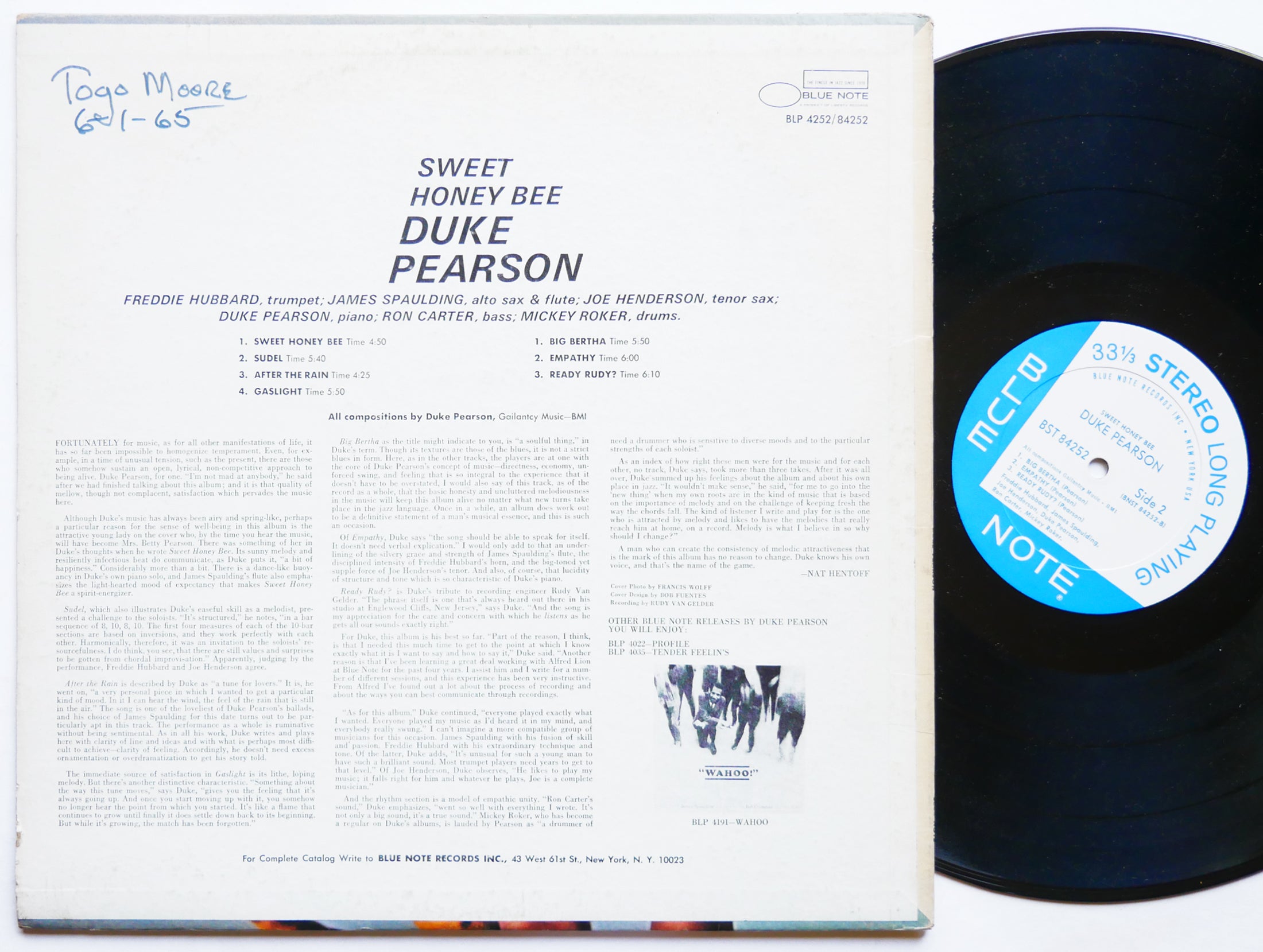 DUKE PEARSON Sweet Honey Bee BLUE NOTE 84252 Joe Henderson Freddie