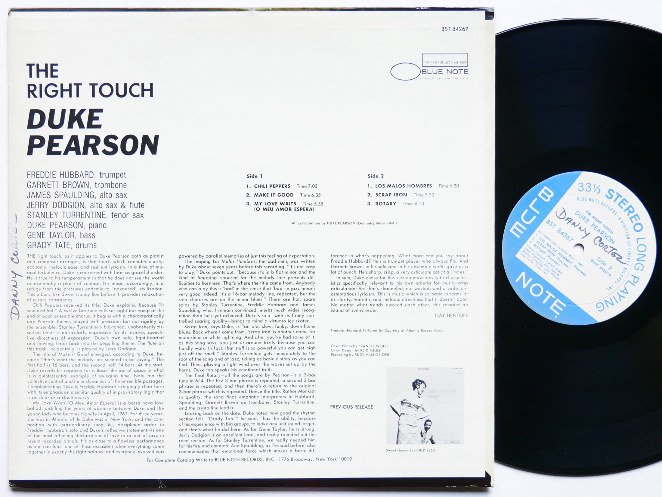 DUKE PEARSON The Right Touch LP BLUE NOTE BST 84267 US 1967 RVG Freddie Hubbard