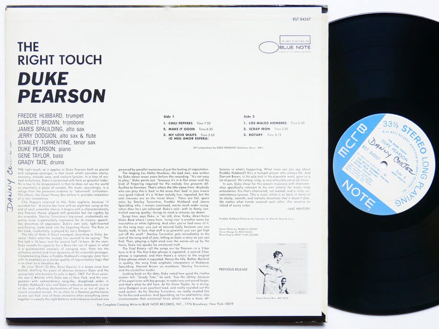 DUKE PEARSON The Right Touch LP BLUE NOTE BST 84267 US 1967 RVG Freddie Hubbard
