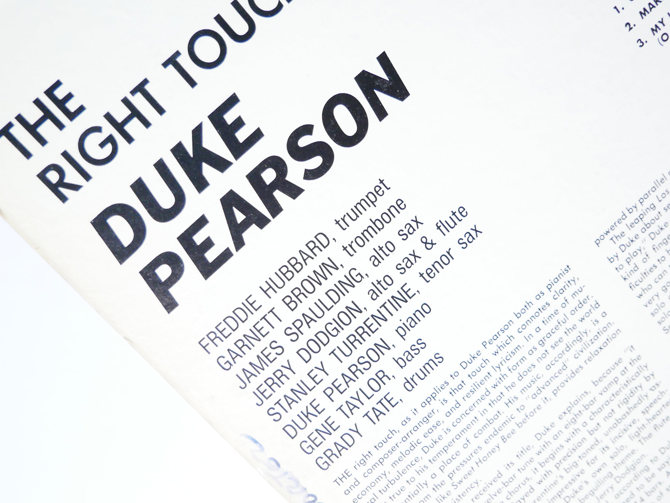 DUKE PEARSON The Right Touch LP BLUE NOTE BST 84267 US 1967 RVG Freddie Hubbard