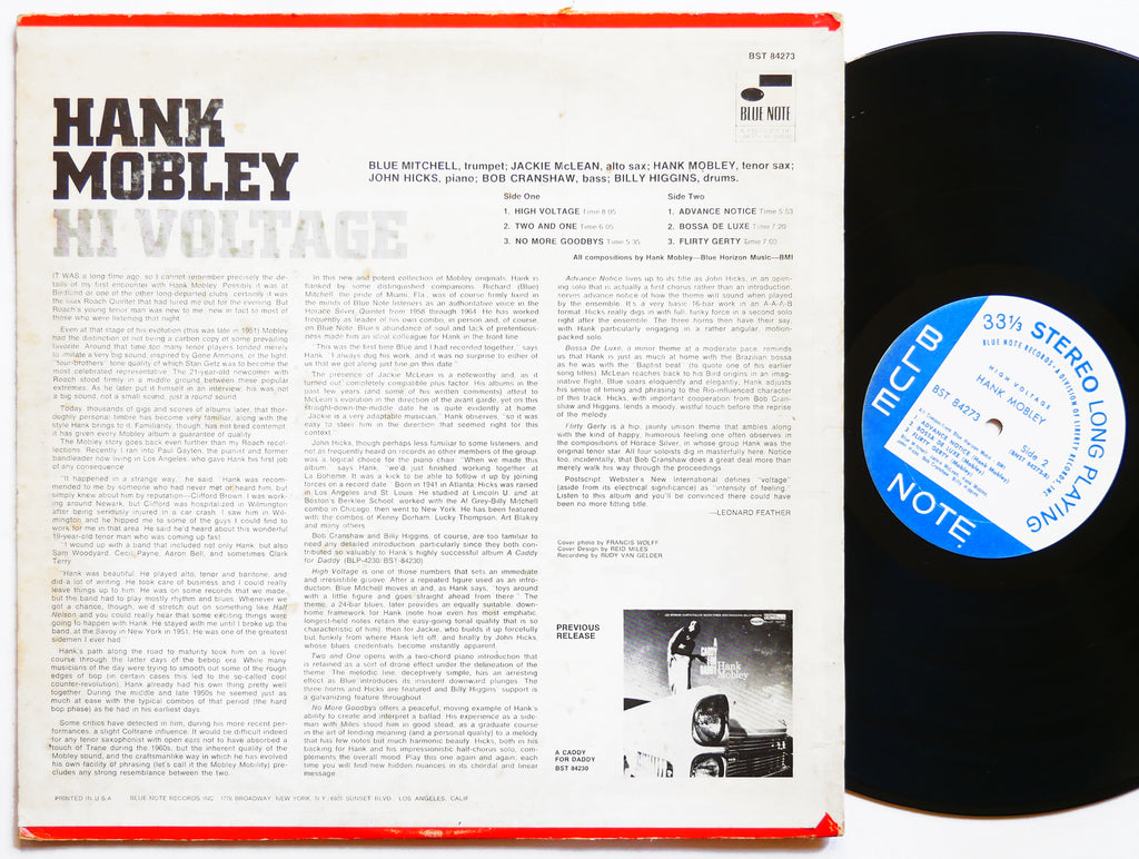 HANK MOBLEY Hi Voltage LP BLUE NOTE BST 84273 US '67 Jackie McLean Blue Mitchell