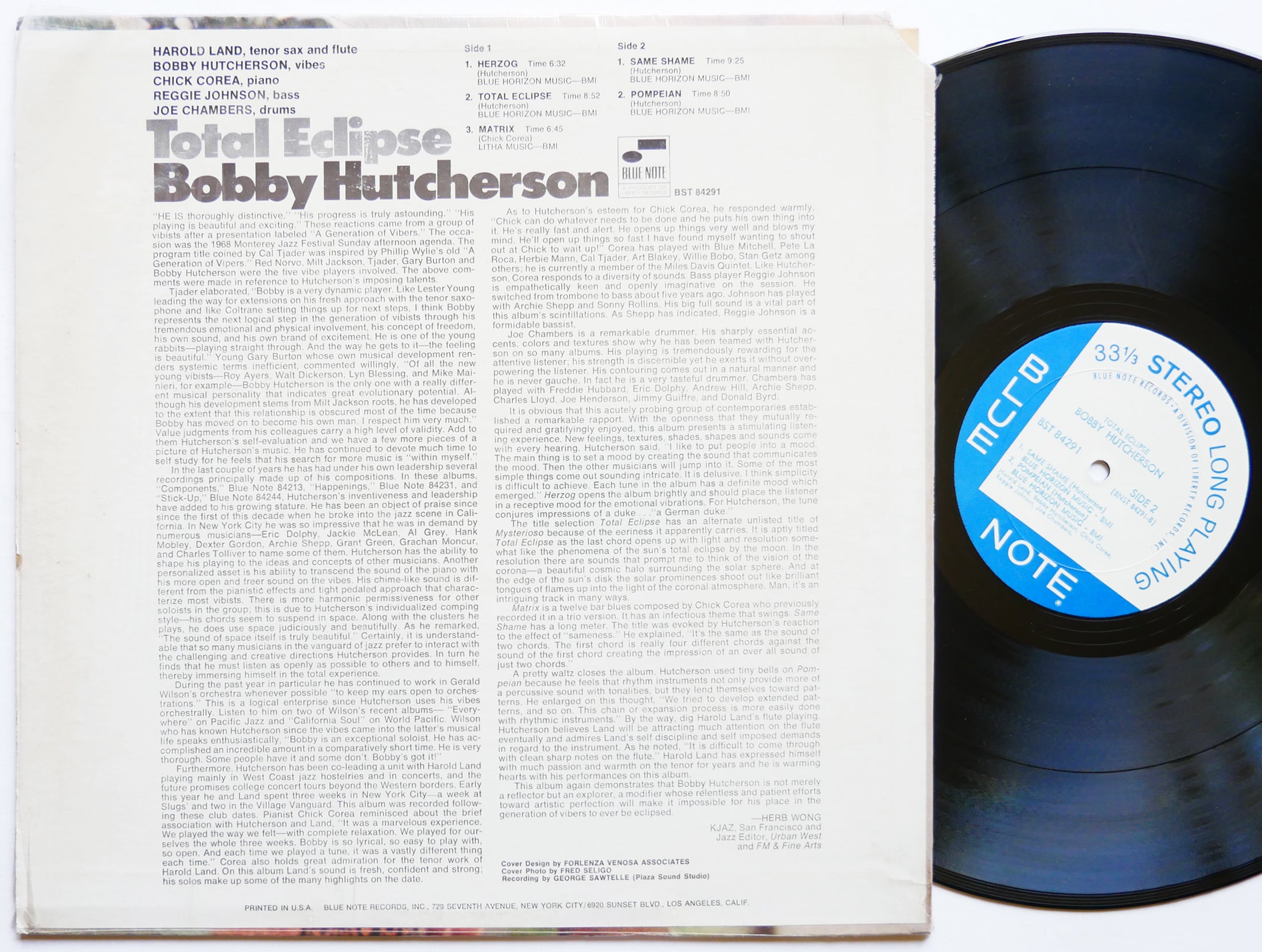 BOBBY HUTCHERSON Total Eclipse LP BLUE NOTE BST 84291 US 1968 Harold Land VG+