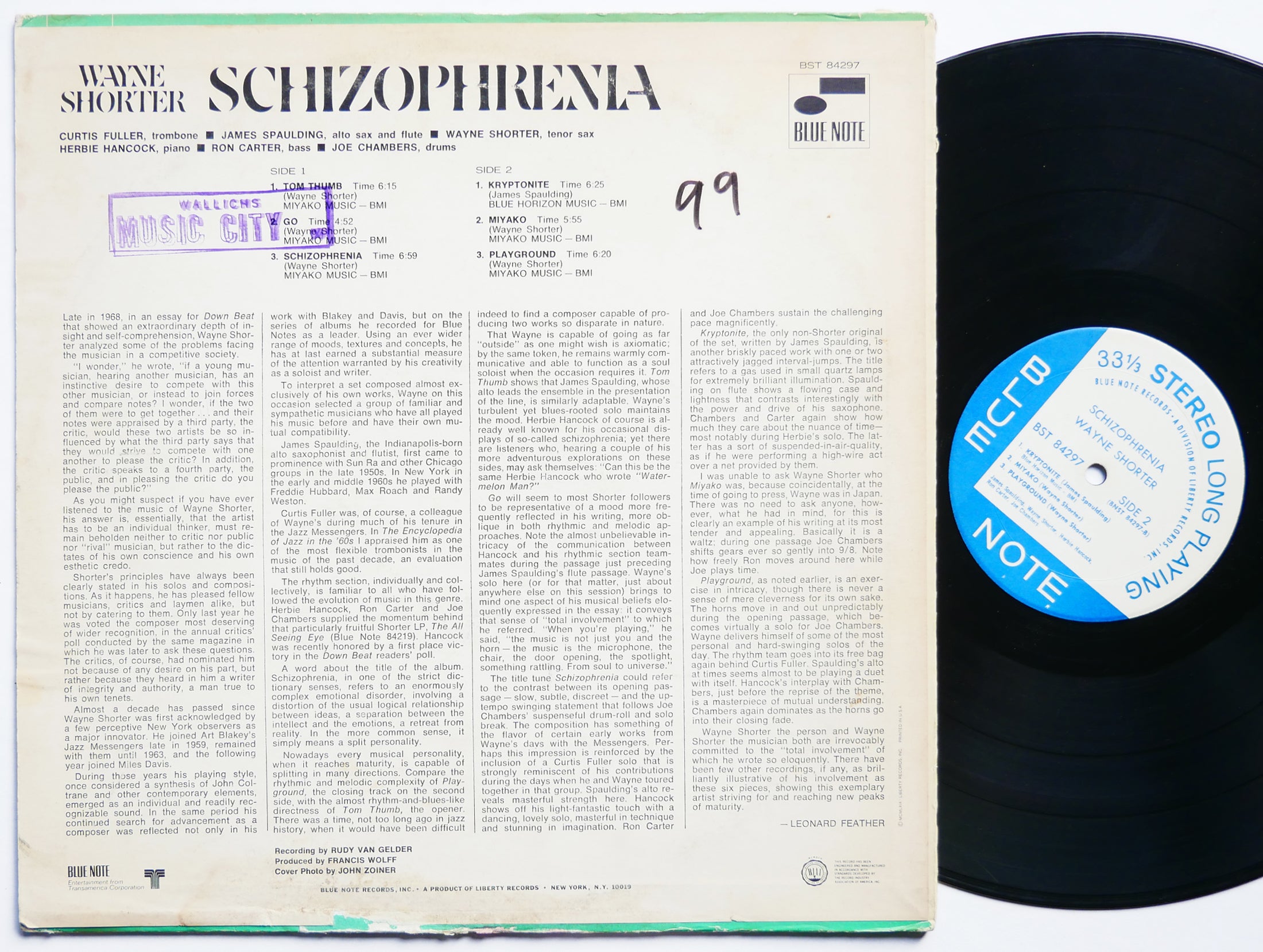 WAYNE SHORTER Schizophrenia LP BLUE NOTE 84297 RVG Curtis Fuller Herbie Hancock