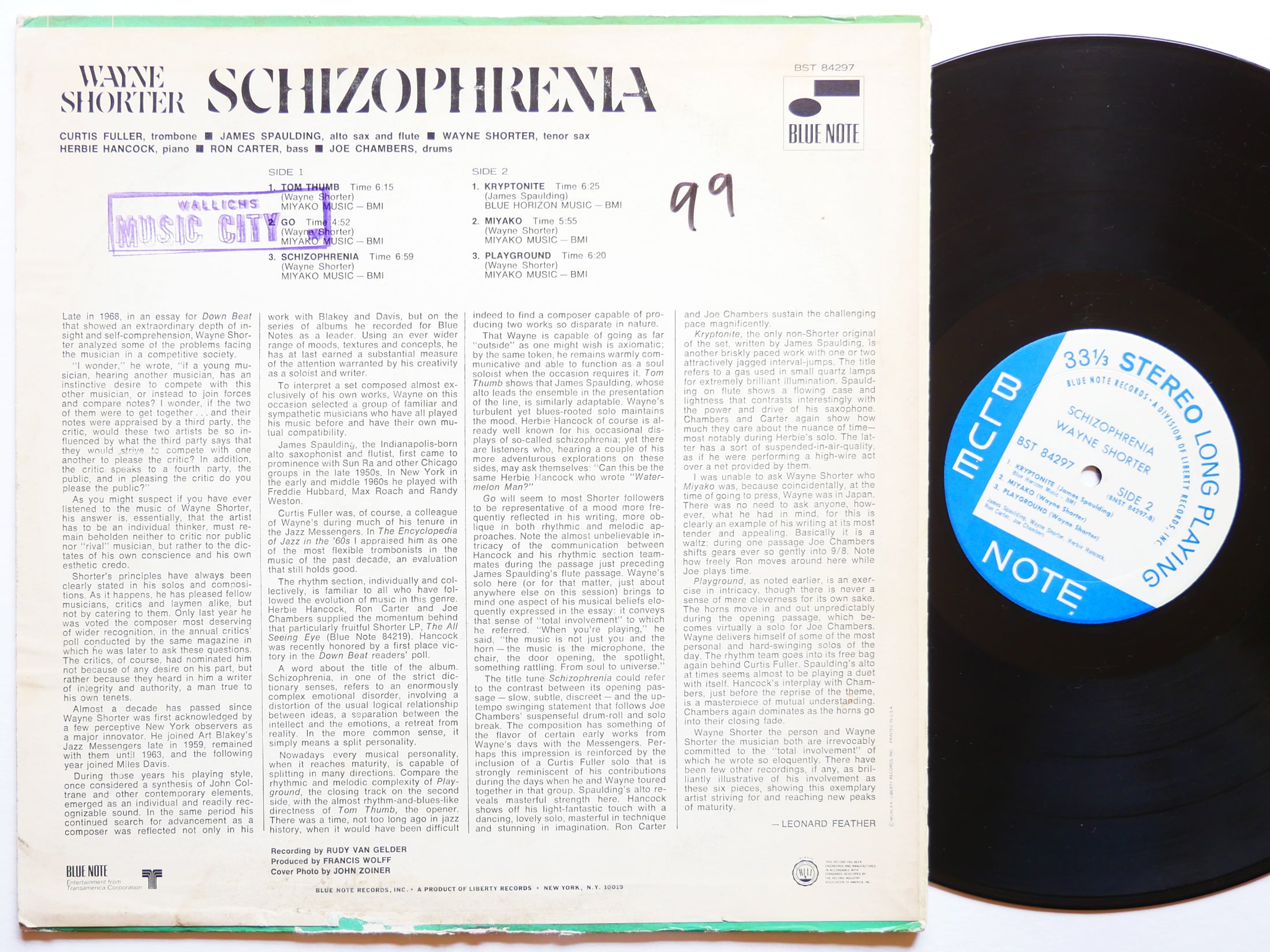 WAYNE SHORTER Schizophrenia LP BLUE NOTE 84297 RVG Curtis Fuller Herbie Hancock