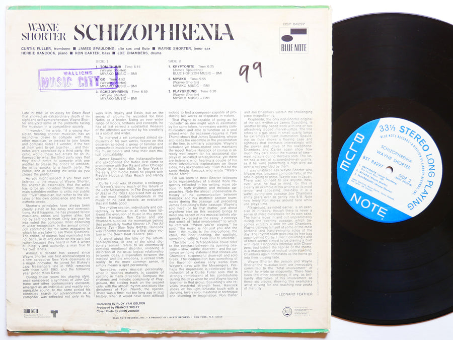 WAYNE SHORTER Schizophrenia LP BLUE NOTE 84297 RVG Curtis Fuller Herbie Hancock