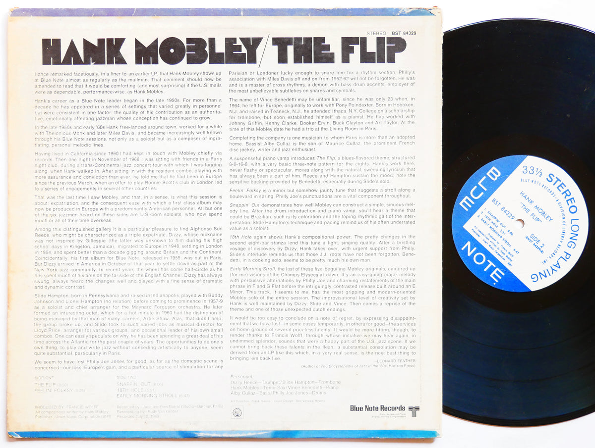 HANK MOBLEY The Flip LP BLUE NOTE BST 84329 US 1970 RVG LIBERTY Dizzy Reece