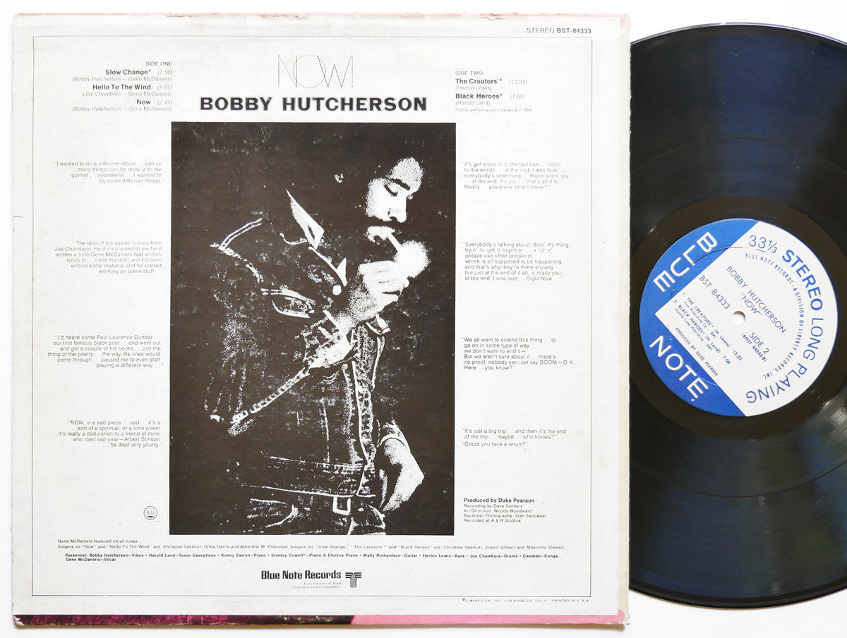 BOBBY HUTCHERSON HAROLD LAND Now! LP BLUE NOTE BST 84333 US 1970 Stanley Cowell