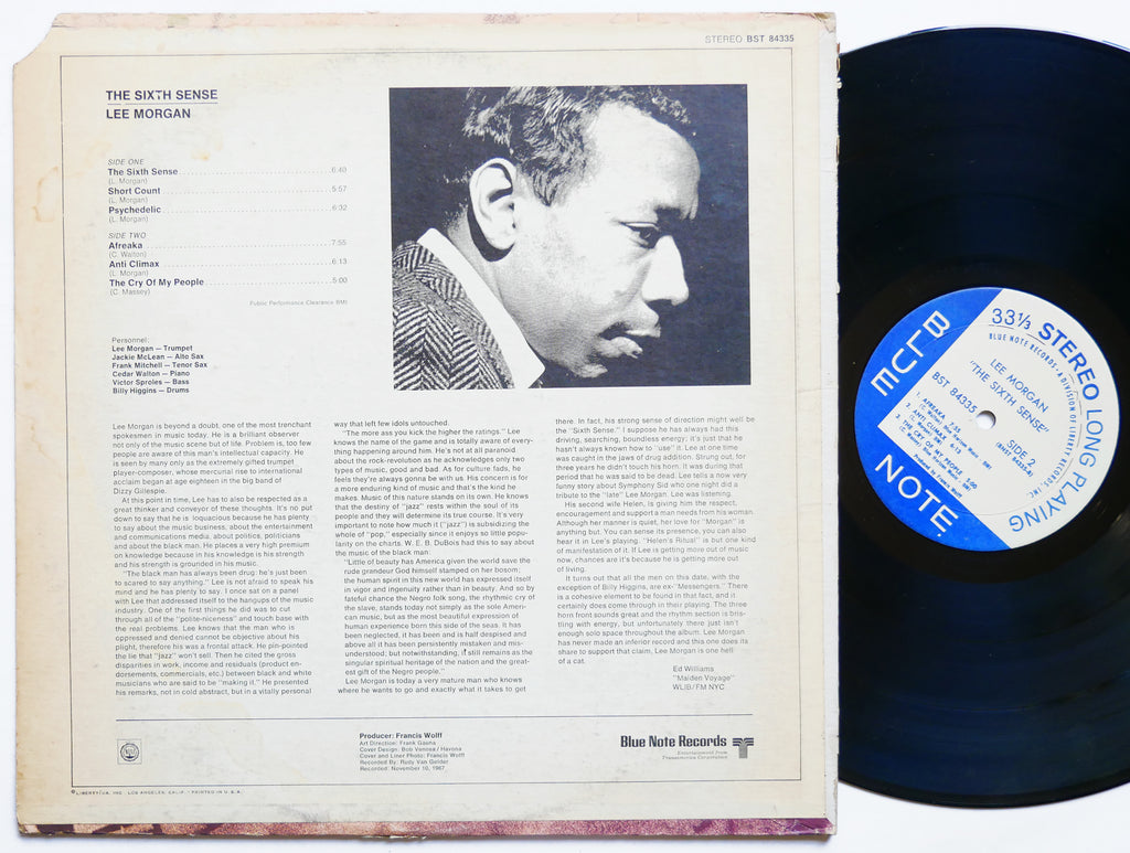 LEE MORGAN The Sixth Sense LP BLUE NOTE BST 84335 US 1969 RVG Jackie McLean