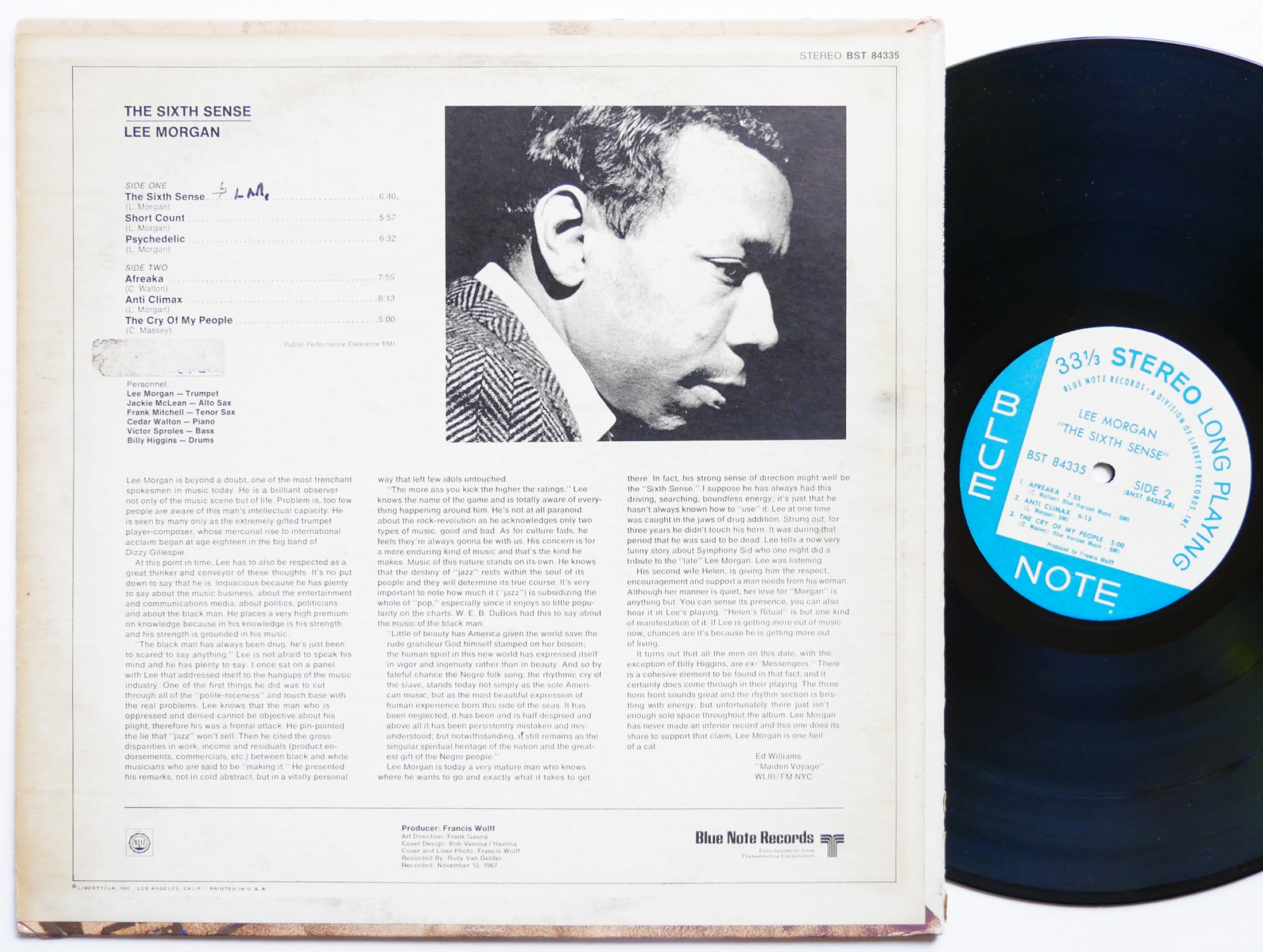 LEE MORGAN The Sixth Sense LP BLUE NOTE BST 84335 US 1969 RVG Jackie McLean
