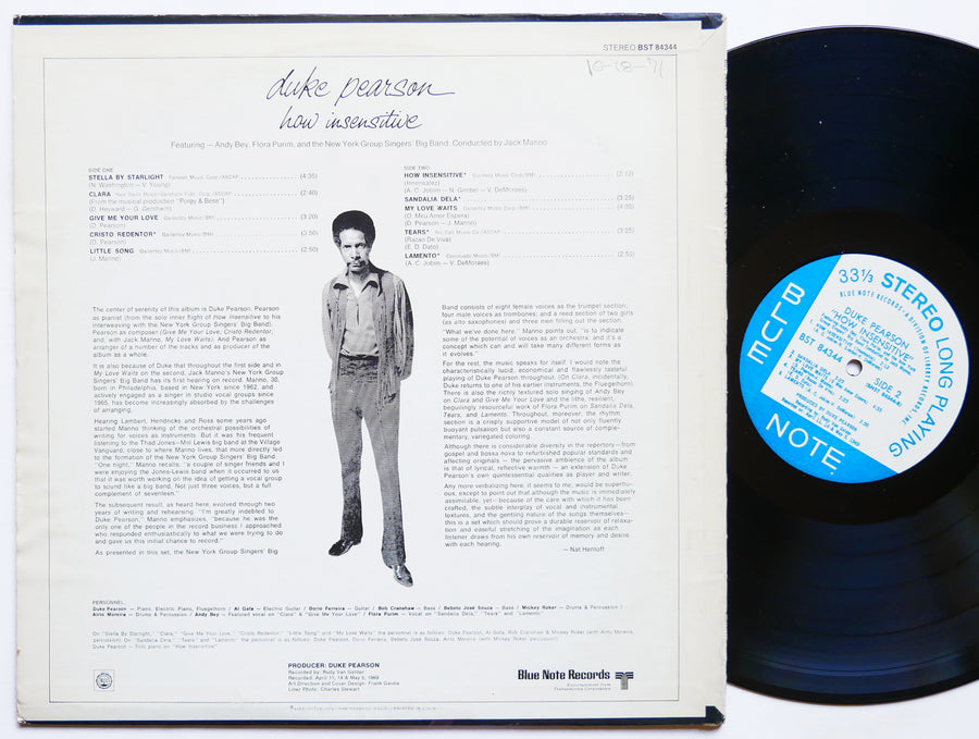 DUKE PEARSON How Insensitive LP BLUE NOTE BST 84344 US 1969 RVG Andy Bey VG+
