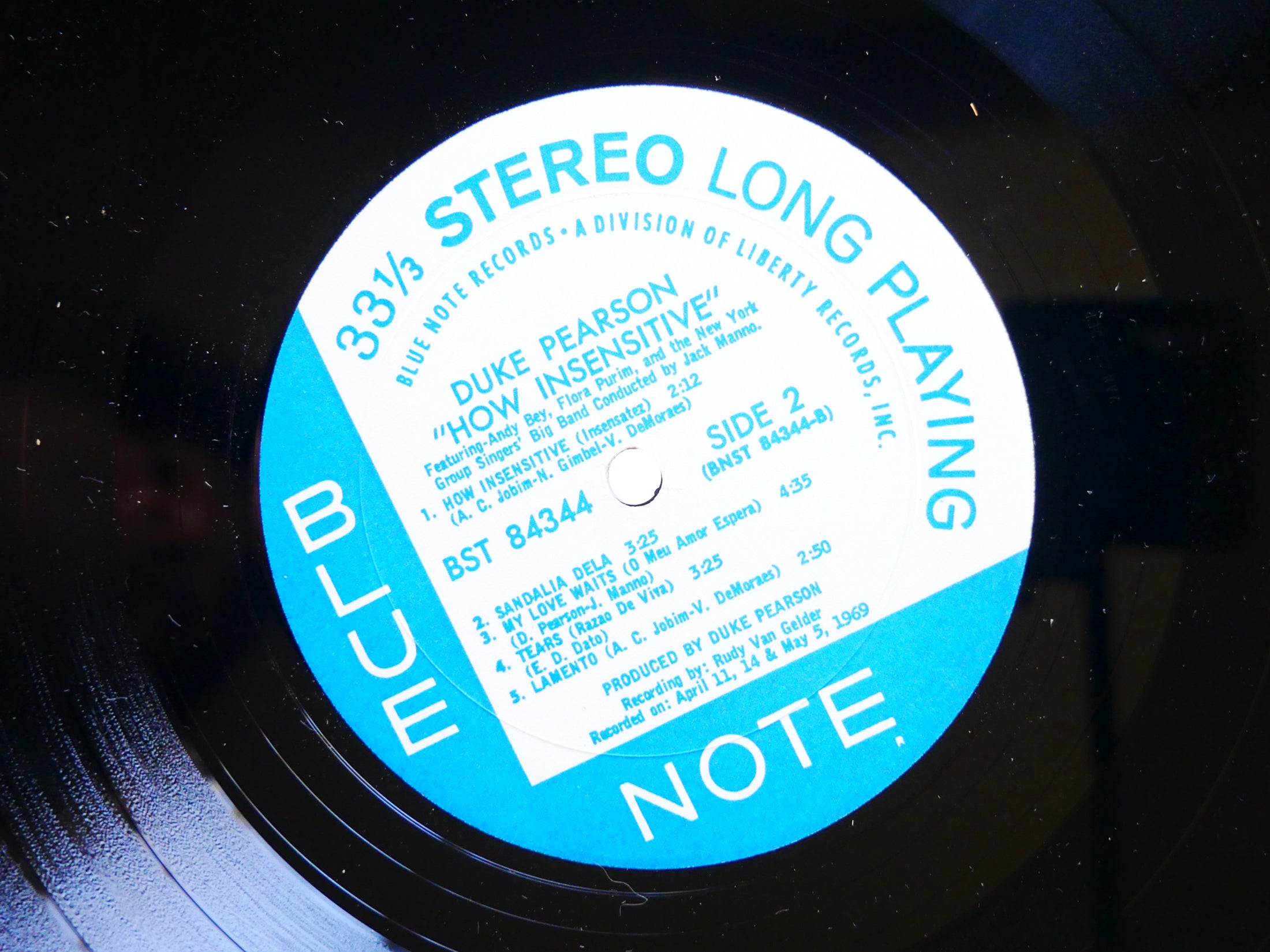 DUKE PEARSON How Insensitive LP BLUE NOTE BST 84344 US 1969 RVG Andy Bey VG+