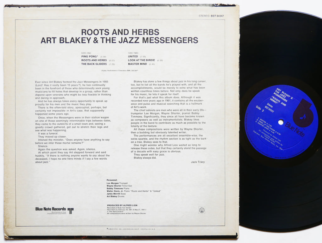 ART BLAKEY Roots & Herbs LP BLUE NOTE BST 84347 RVG Lee Morgan Wayne Shorter