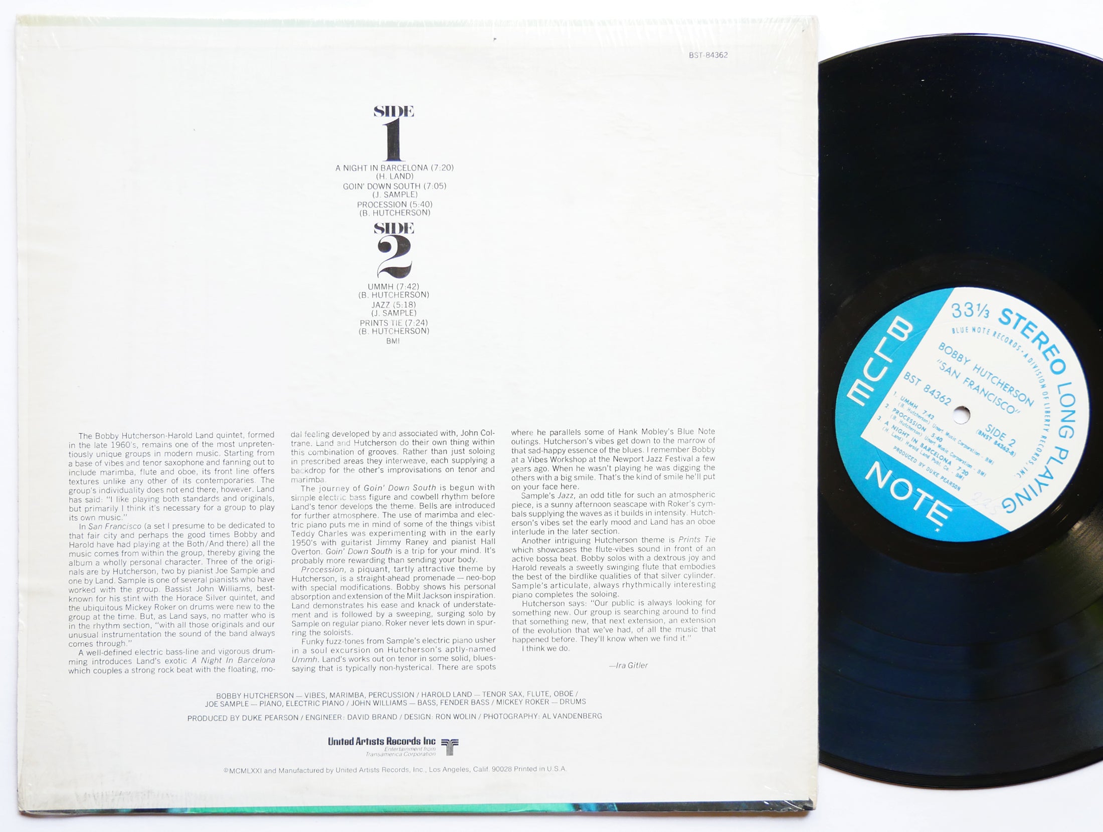 BOBBY HUTCHERSON HAROLD LAND San Francisco LP BLUE NOTE BST 84362 US '71 RVG VG+