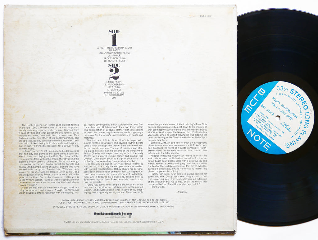 BOBBY HUTCHERSON HAROLD LAND San Francisco LP BLUE NOTE BST 84362 US 1971 RVG
