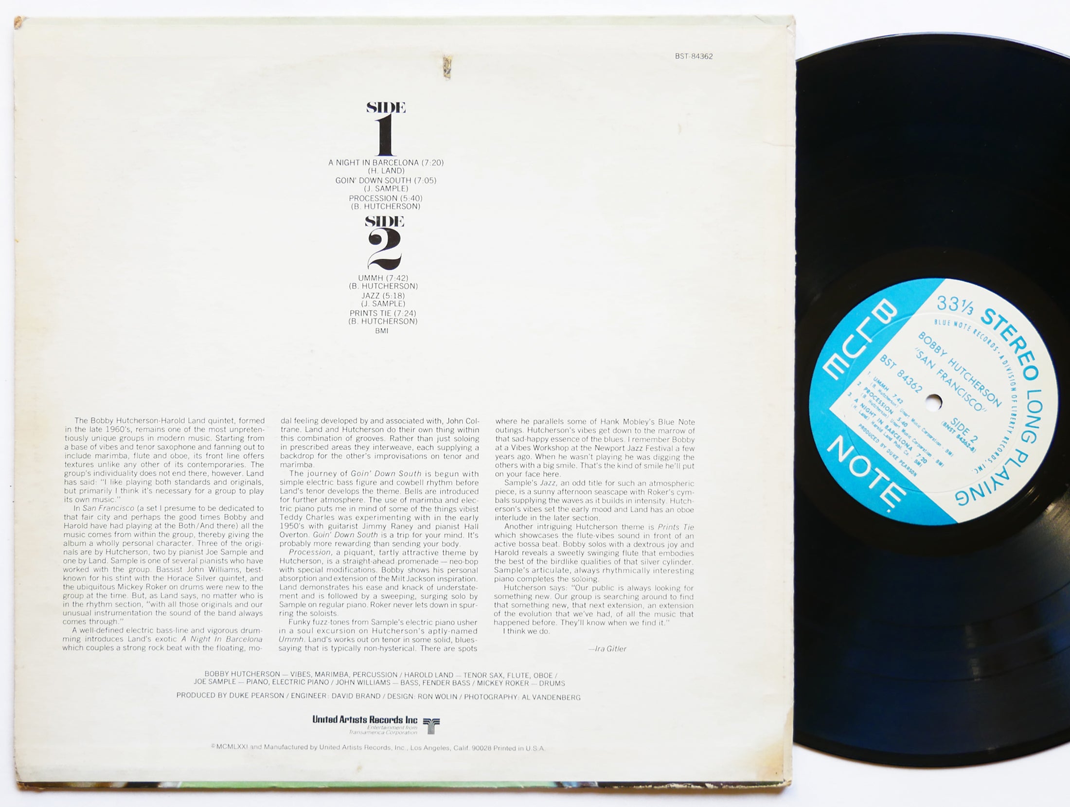 BOBBY HUTCHERSON HAROLD LAND San Francisco LP BLUE NOTE BST 84362 US '71 RVG VG+