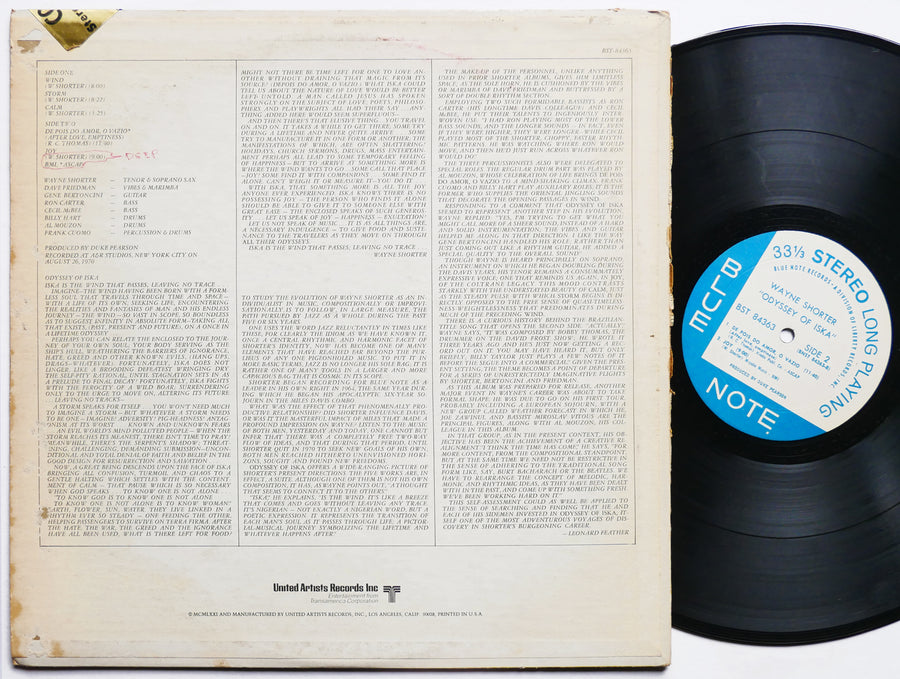 WAYNE SHORTER Odyssey Of Iska LP BLUE NOTE 84363 US 1971 Cecil McBee Ron Carter