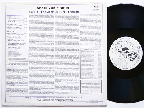ABDUL ZAHIR BATIN Live At The Jazz Cultural Theatre LP CADENCE JAZZ CJR 1029