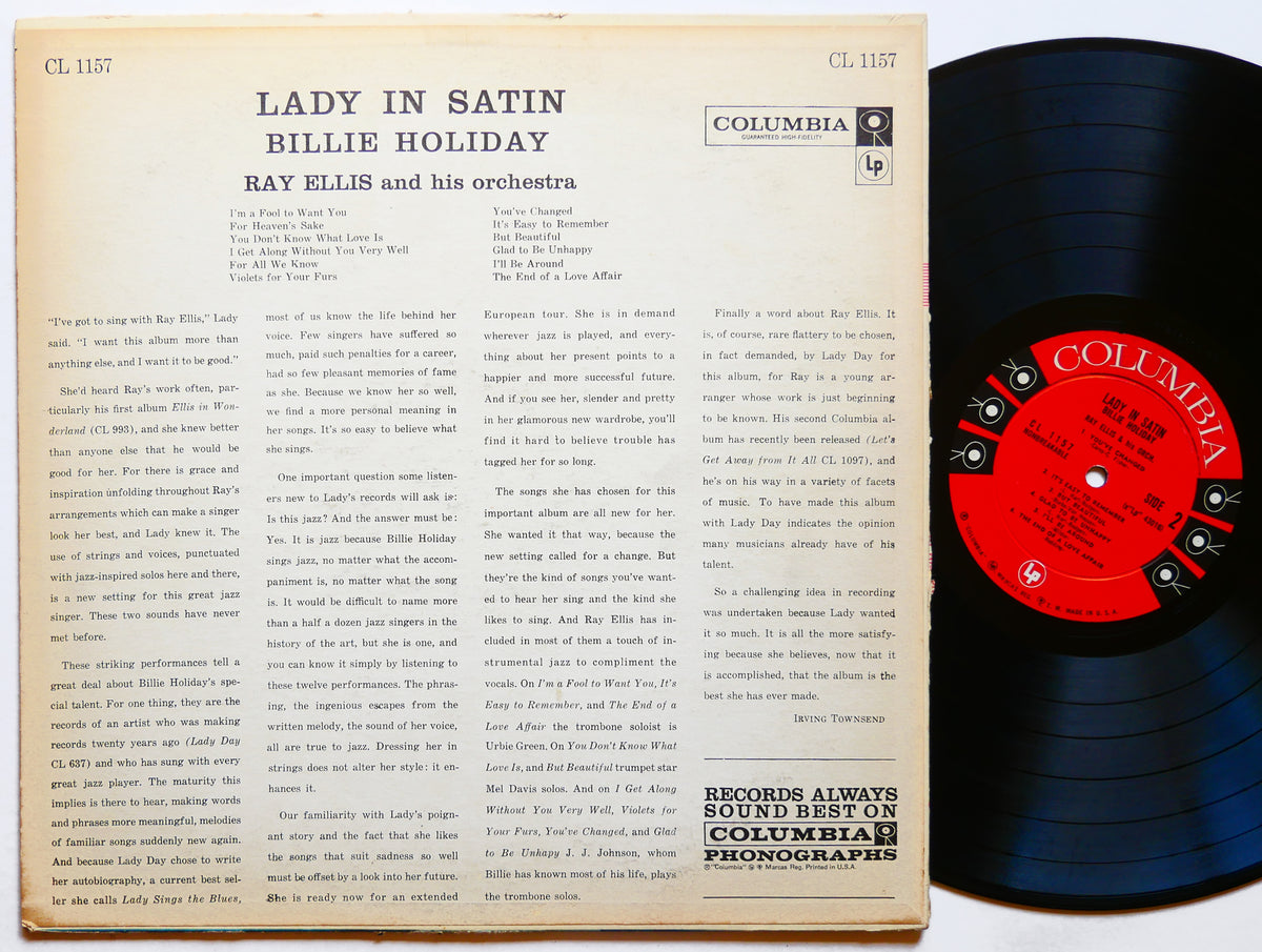 BILLIE HOLIDAY RAY ELLIS Lady In Satin LP COLUMBIA CL 1157 US 1958 6-EYE DG MONO