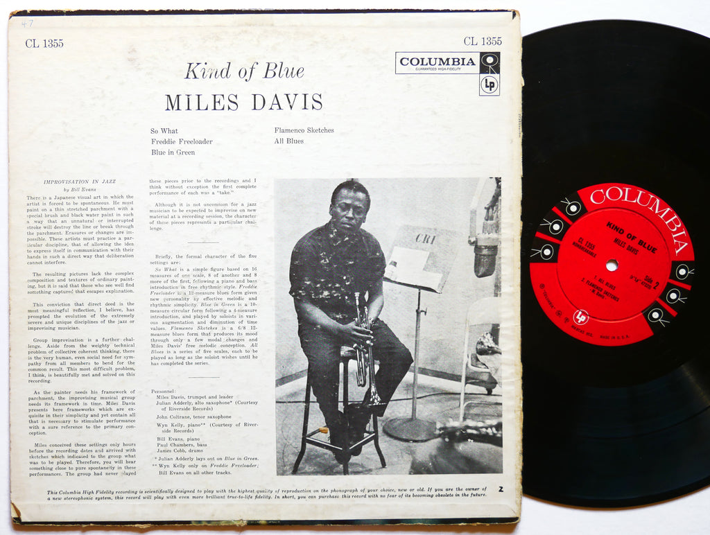 MILES DAVIS Kind Of Blue LP COLUMBIA CL 1355 DG MONO John Coltrane Bill Evans