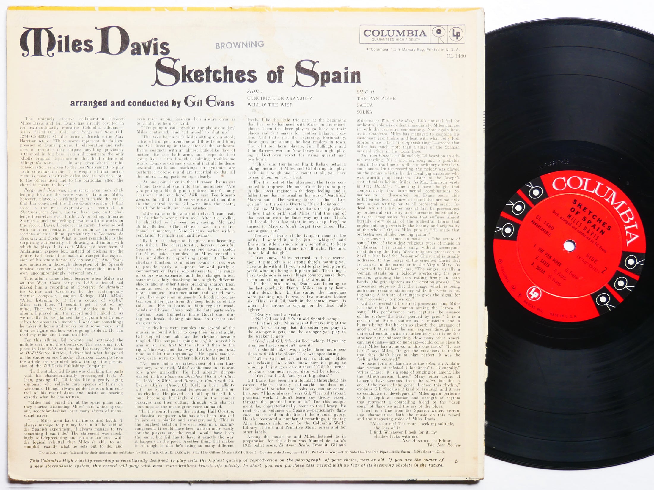 MILES DAVIS Sketches Of Spain LP COLUMBIA CL 1480 US 1960 6-EYE DG MONO JAZZ