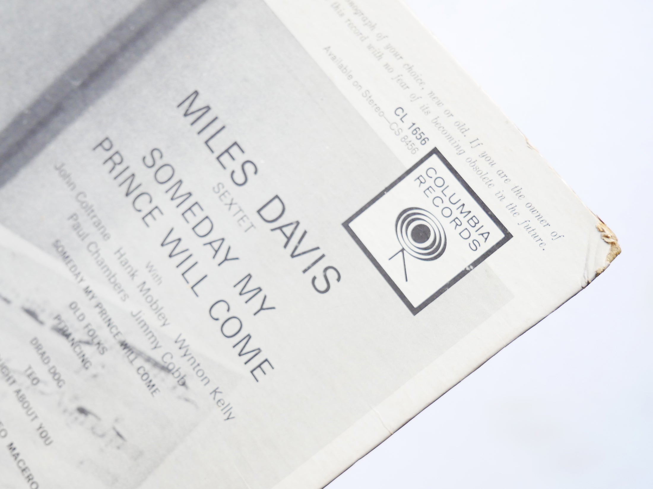 MILES DAVIS Someday My Prince Will Come LP COLUMBIA CL 1656 MONO John Coltrane
