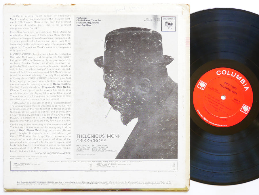 THELONIOUS MONK Criss-Cross LP COLUMBIA CL 2038 US 1963 2-EYE MONO Charlie Rouse