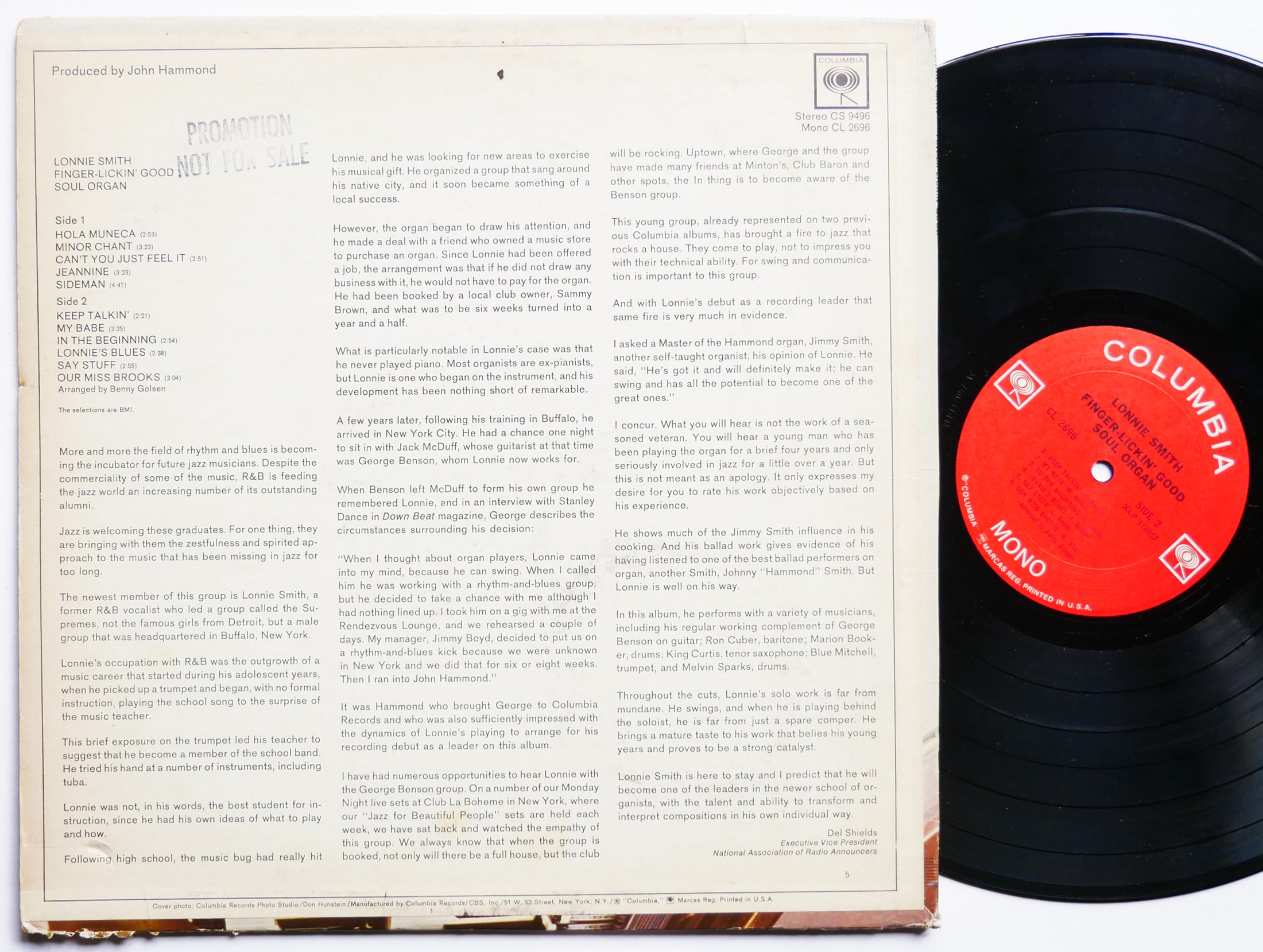 LONNIE SMITH Finger-Lickin' Good Soul Organ LP COLUMBIA CL 2696 US 1967 MONO