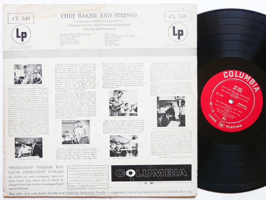CHET BAKER & Strings LP COLUMBIA CL 549 US 1954 DG MONO Zoot Sims Russ Freeman