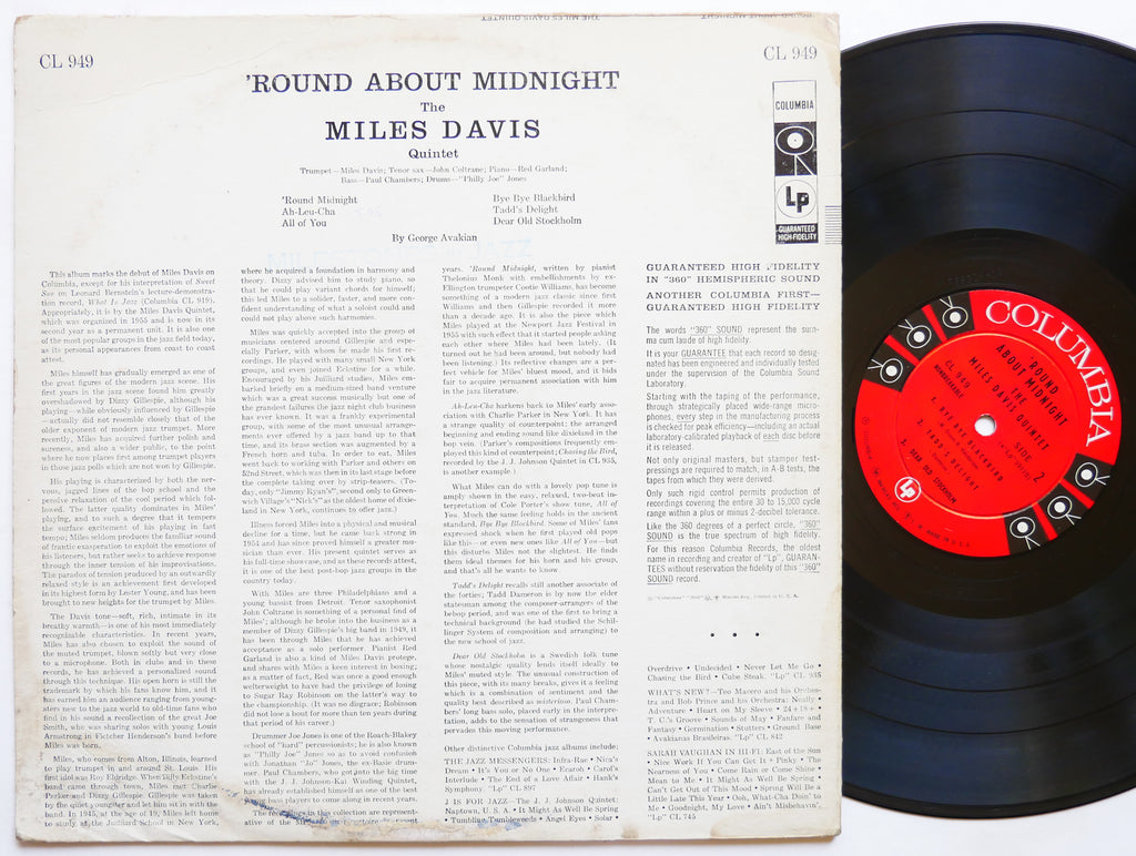 MILES DAVIS 'Round About Midnight LP COLUMBIA CL 949 US 1957 MONO John Coltrane