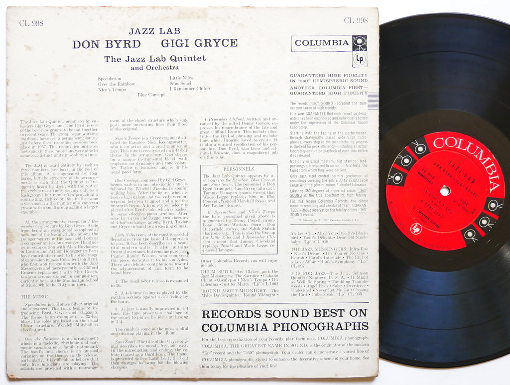 DONALD BYRD GIGI GRYCE Jazz Lab LP COLUMBIA CL 998 6-EYE DG MONO Sahib Shihab
