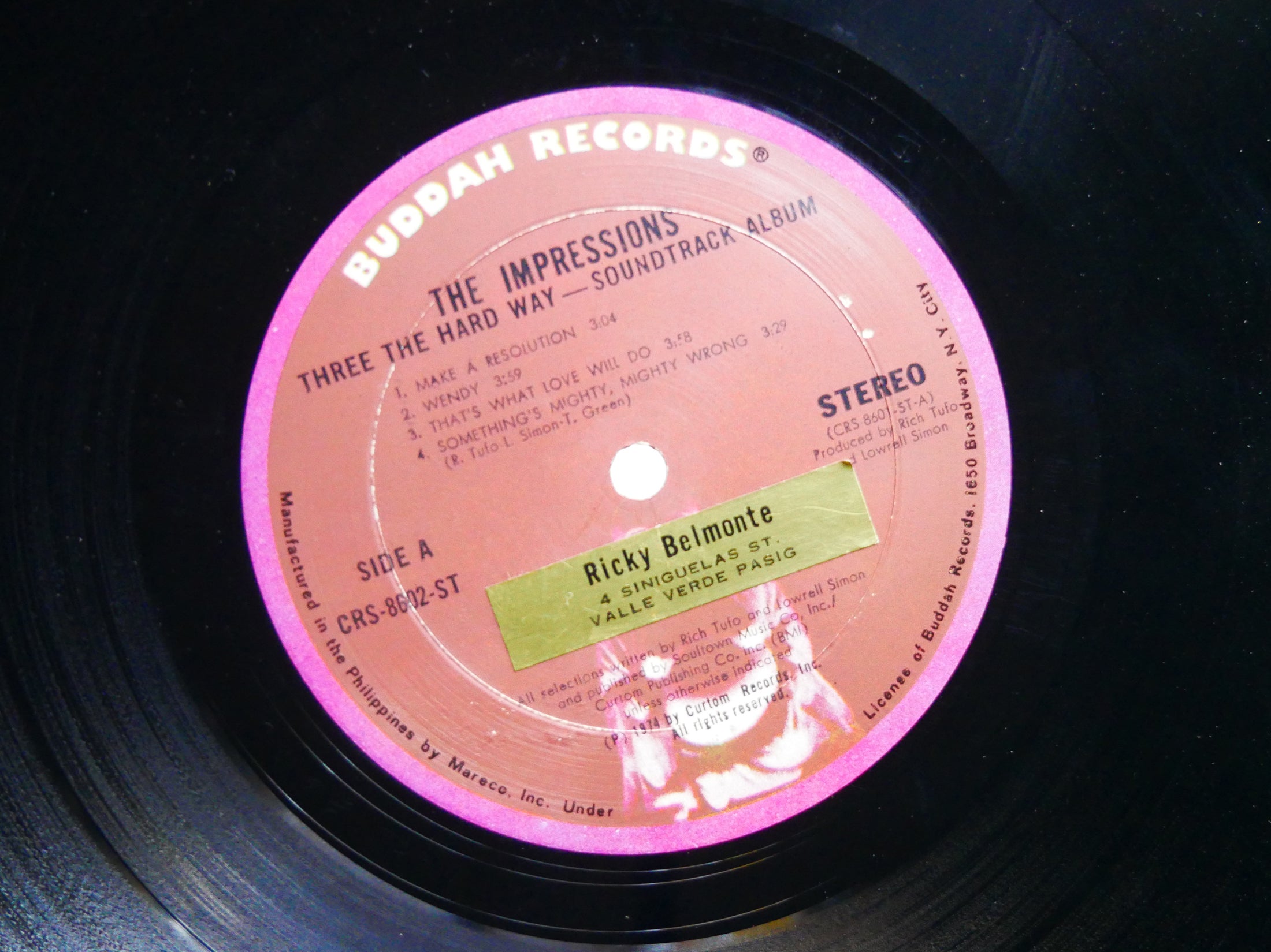 THE IMPRESSIONS Three The Hard Way LP CURTOM CRS 8602 ST PHILIPPINES 1974 SOUL