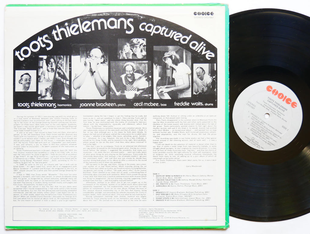 TOOTS THIELEMANS Captured Alive LP CHOICE CRS1007 US 1974 Cecil McBee