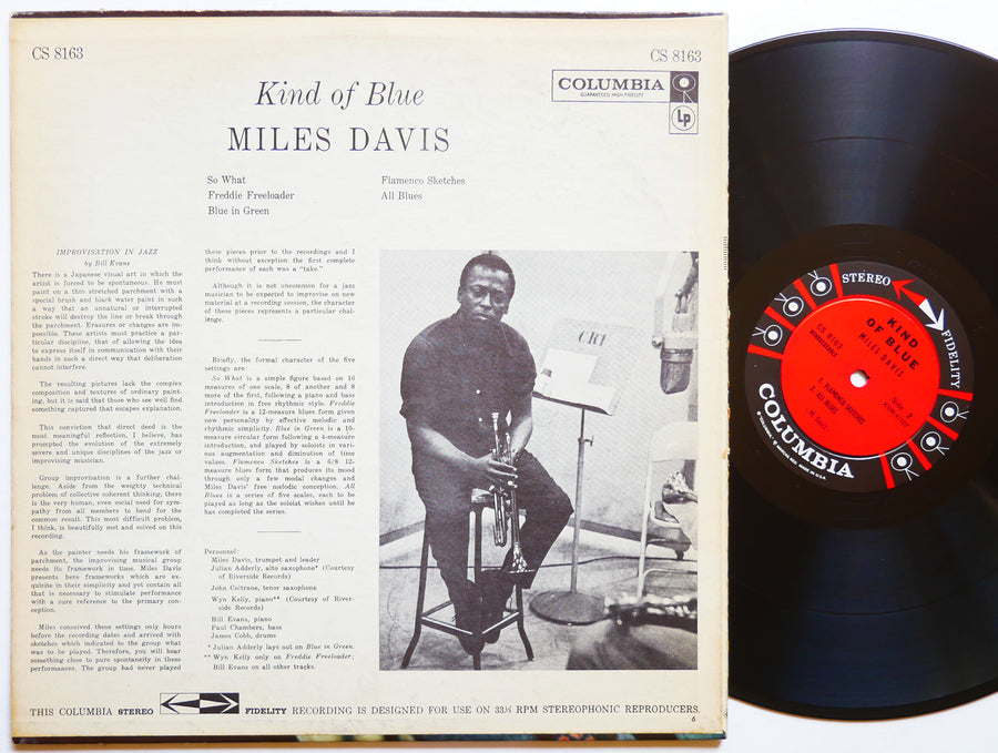 MILES DAVIS Kind Of Blue LP COLUMBIA CS 8163 US 1959 DG John Coltrane Bill Evans