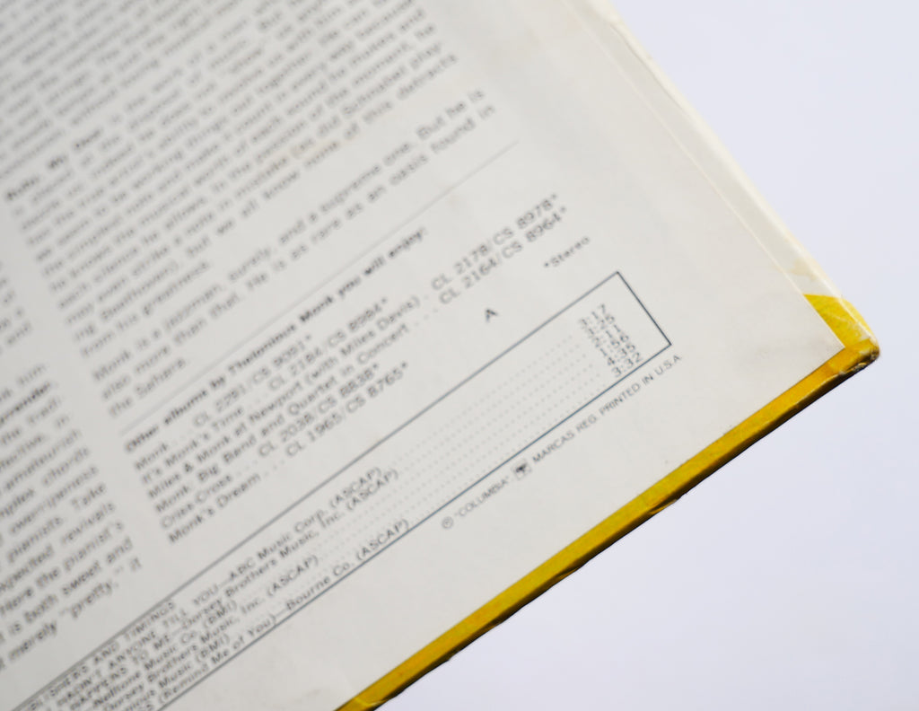 THELONIOUS MONK Solo Monk LP COLUMBIA CS 9149 US 1970 JAZZ VG+