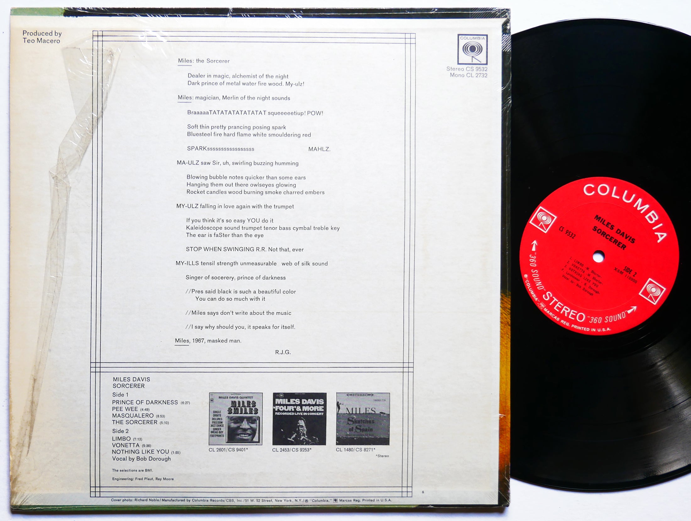 MILES DAVIS Sorcerer LP COLUMBIA CS 9532 2EYE Herbie Hancock Wayne Shorter CLEAN