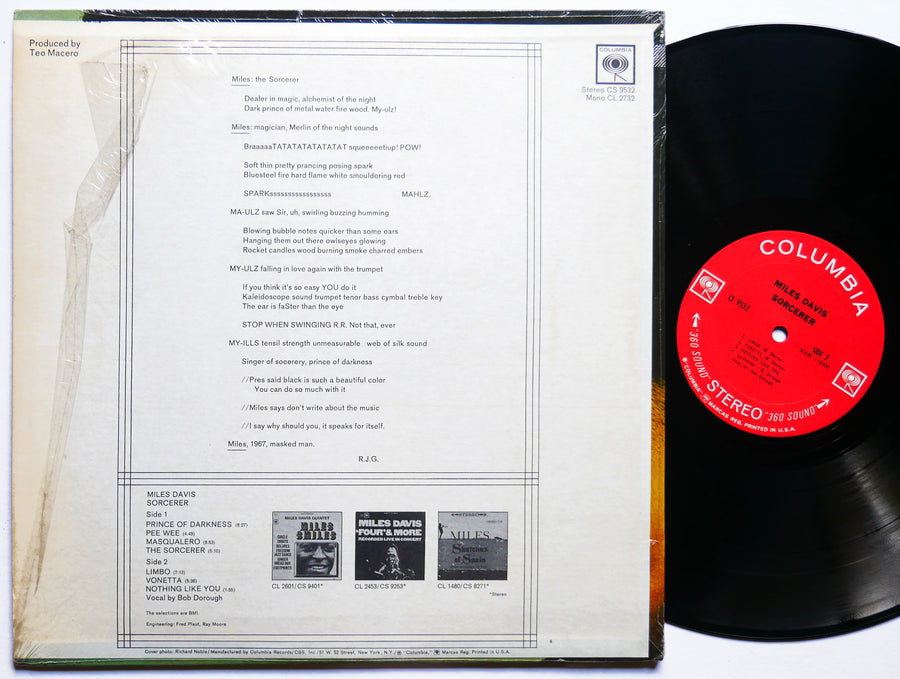 MILES DAVIS Sorcerer LP COLUMBIA CS 9532 2EYE Herbie Hancock Wayne Shorter CLEAN