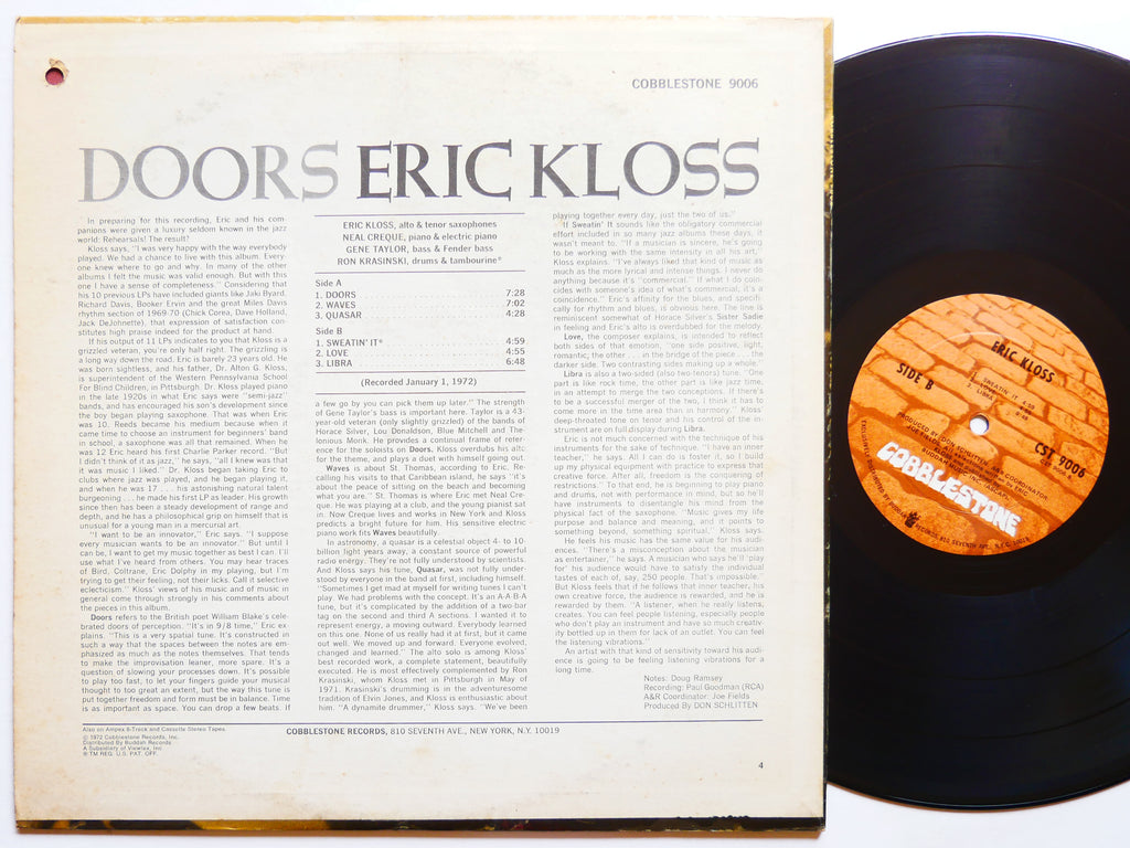 ERIC KLOSS Doors LP COBBLESTONE CST 9006 US 1972 Neal Creque Gene Taylor
