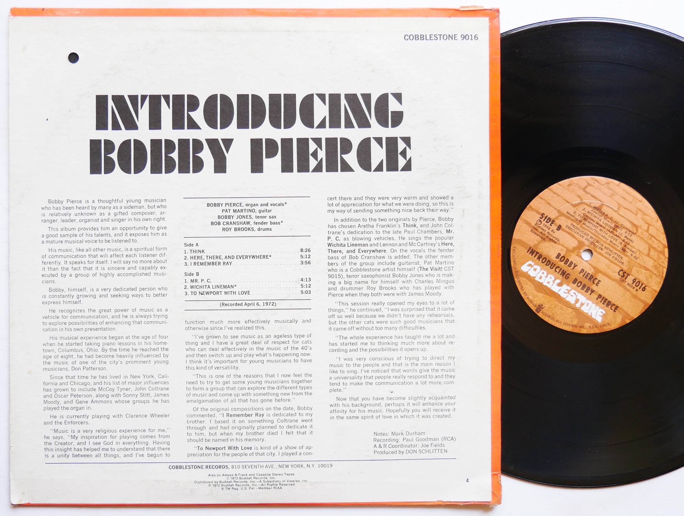 BOBBY PIERCE Introducing LP COBBLESTONE CST 9016 US 1972 Roy Brooks Pat Martino