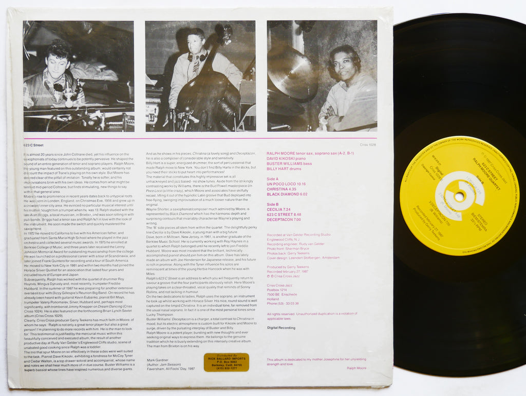 RALPH MOORE Quartet 623 C Street LP CRISS CROSS JAZZ 1028 NL '87 Buster Williams