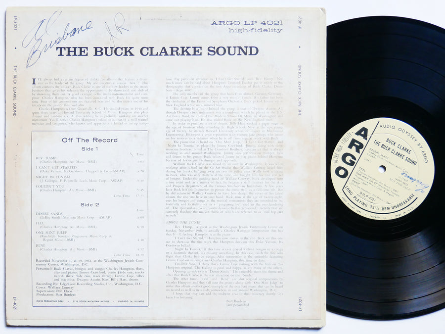 BUCK CLARKE Sound LP ARGO LP 4021 US 1963 DG MONO PROMO JAZZ Billy Hart