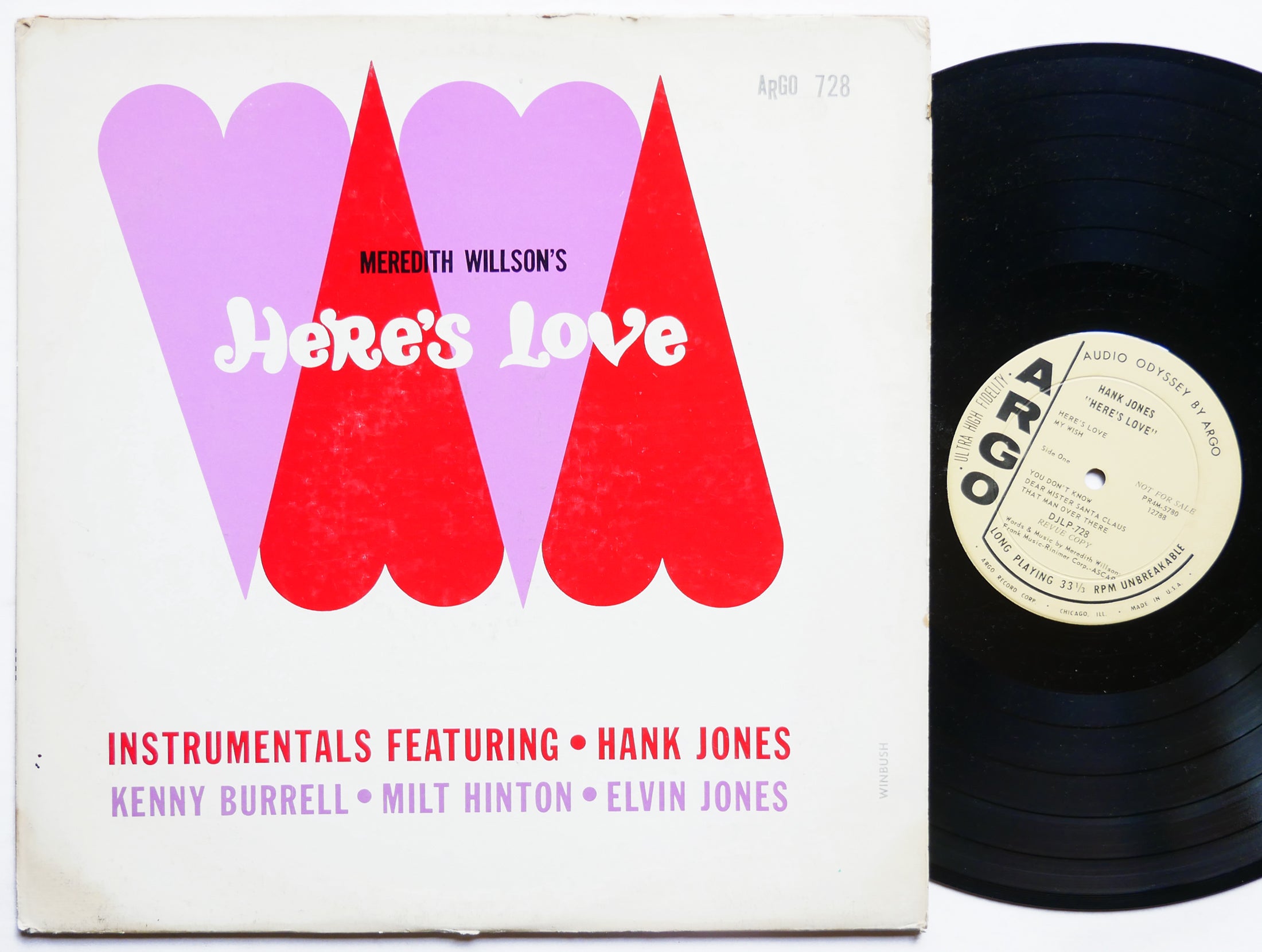 HANK JONES KENNY BURRELL ELVIN JONES Here's Love LP ARGO DJLP-728 US 1963 MONO